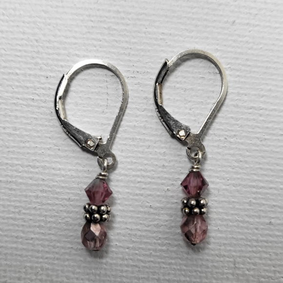 💮 Crystal Drop .925 Sterling Silver Earrings - Picture 1 of 9